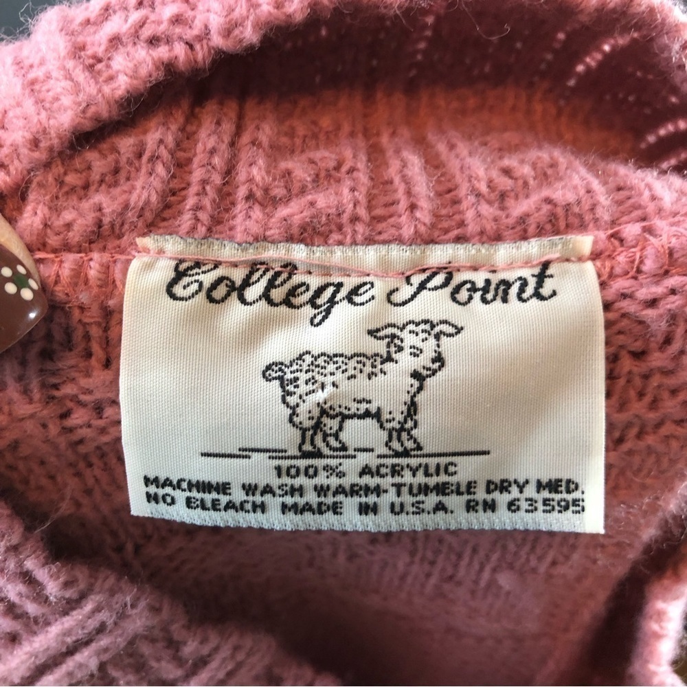 College Point Dusty Rose Pink Mock Neck Knit Sweater - Picture 4 of 7